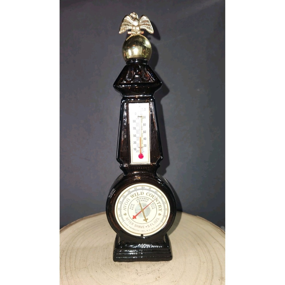 Vtg. Avon *TRIBUTE* After Shave Thermometer 5 Fl Oz Amber Glass~Empty Bottle